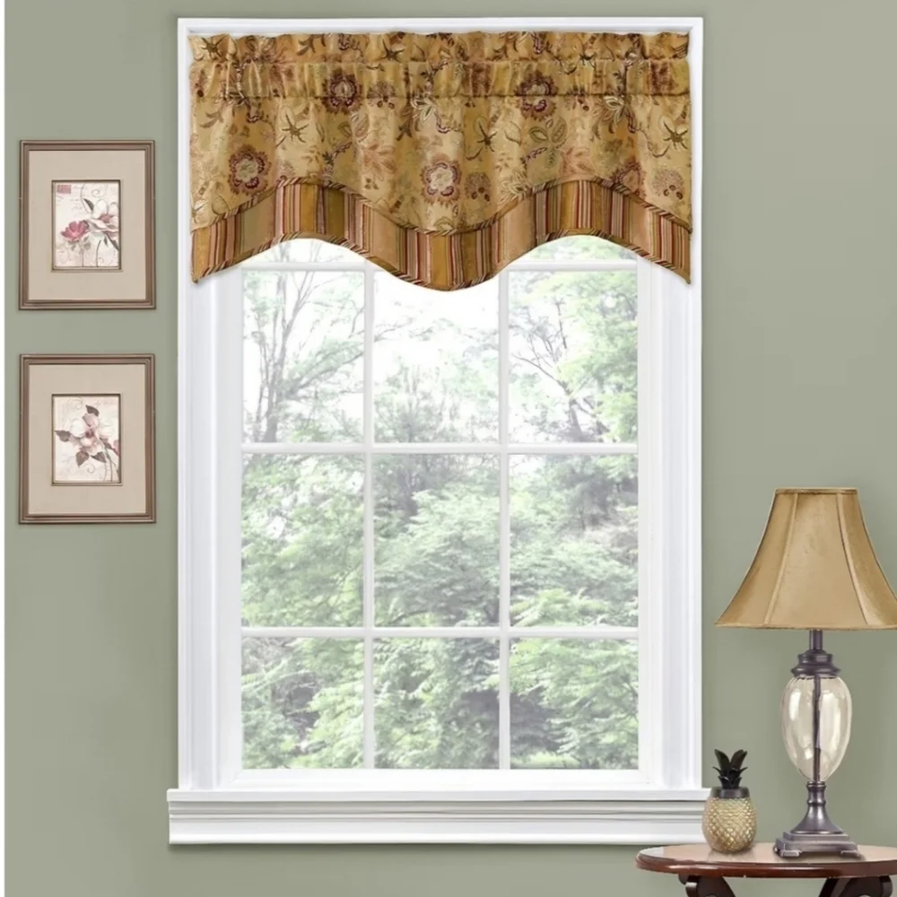 Traditions by Waverly Navarra Scallop Valance Traditional Style Floral 52x16 NEW